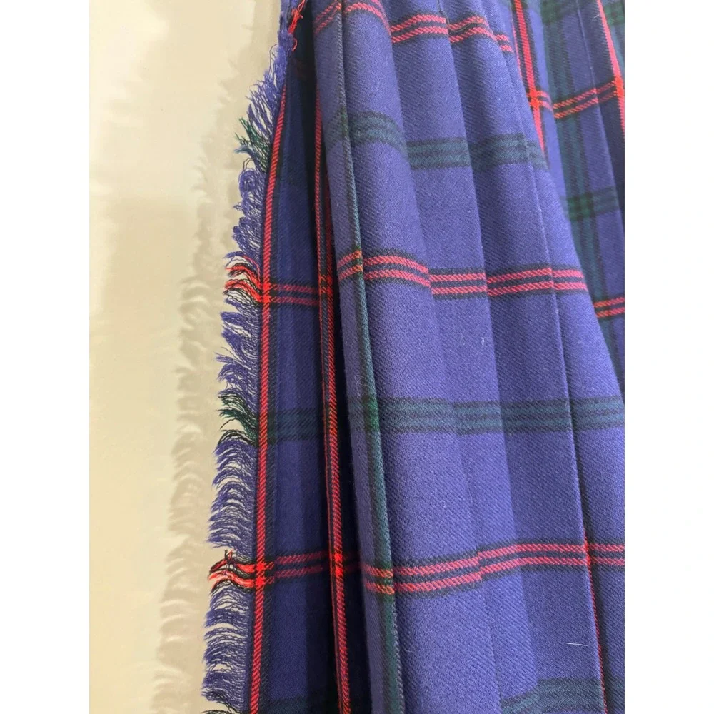 Loch Lomond Mill Vintage Scottish Wool Tartan Plaid Kilt Skirt Blue Red  Green 0